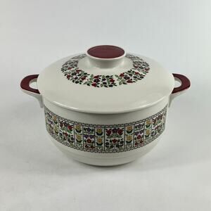 Royal Doulton Fireglow TC 1080 Covered Casserole Dish Floral Vintage England